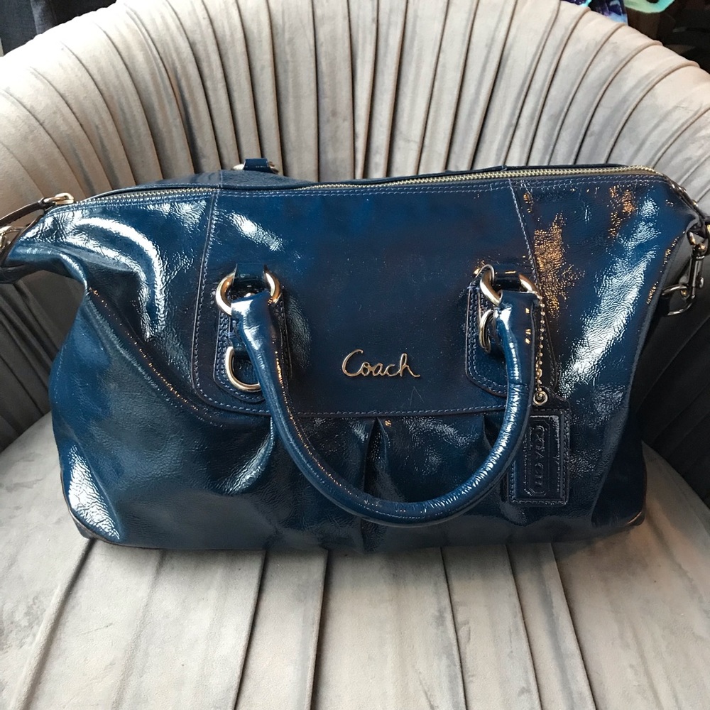 Coach Blue Patent Leather Handbag